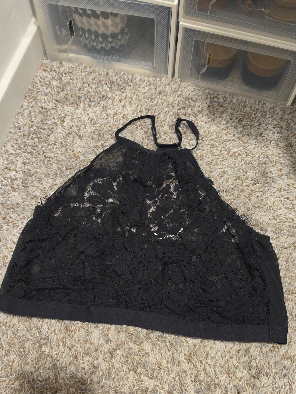 Black Lace Halter Bralette Women